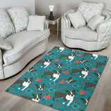 Boston Terrier Beautiful Flower Pattern Area Rug