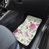 Hand Drawn Butterfly Rose Front And Back Car Mats