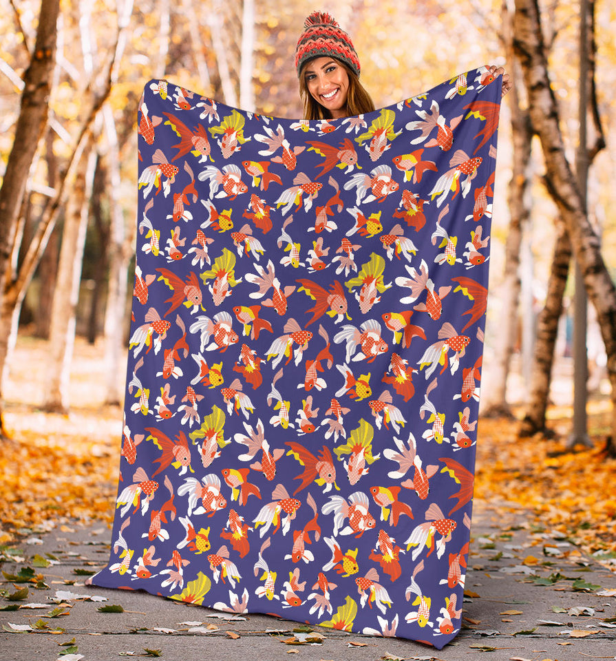 Goldfish Pattern Print Design 04 Premium Blanket