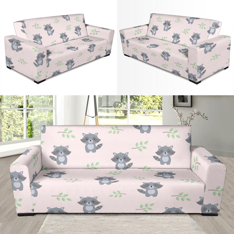 Cute Raccoons Leaves Pattern Sofa Slipcover