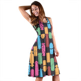 Skate Board Pattern Print Design 02 Sleeveless Midi Dress