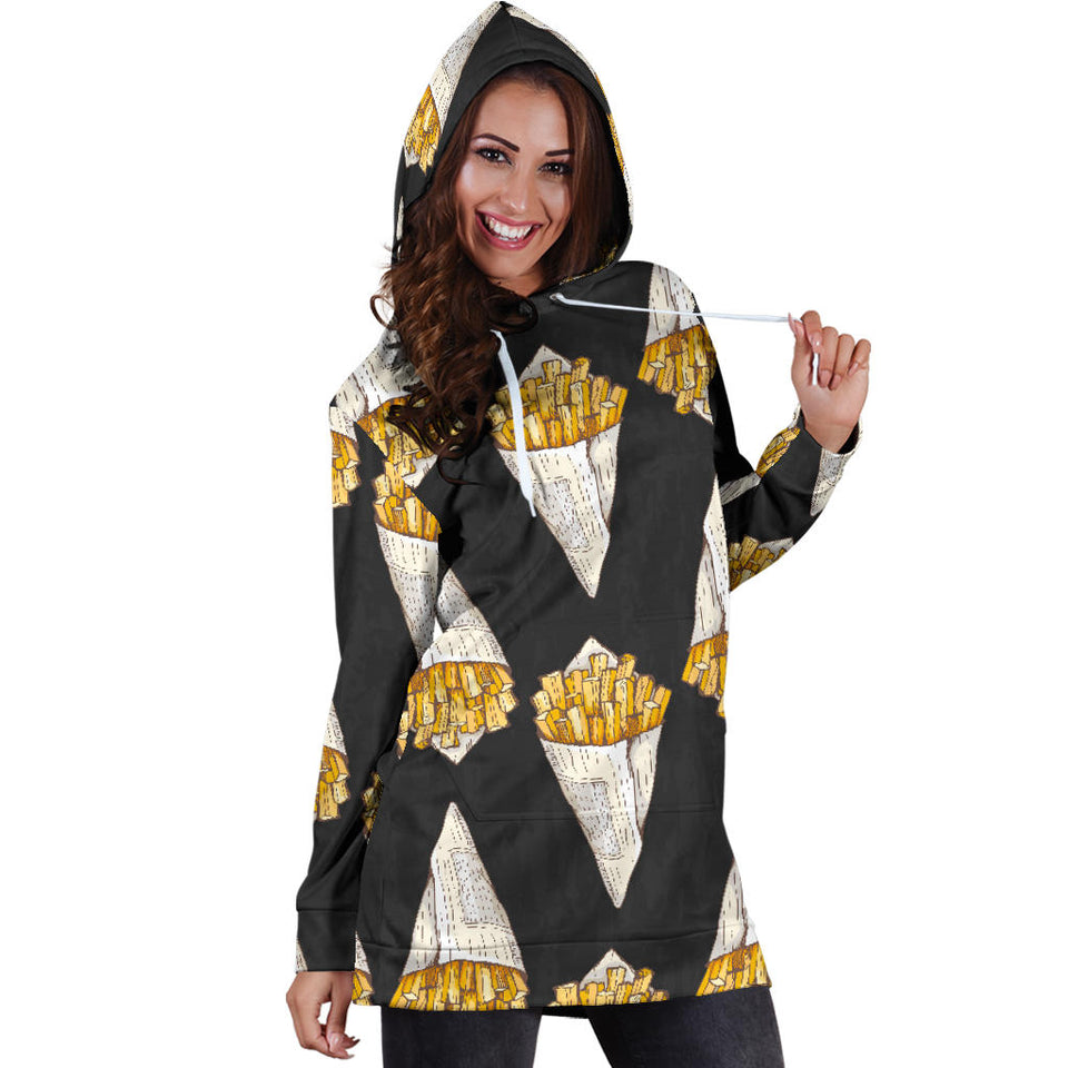 French Fries Dark Background Women'S Hoodie Dress