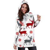 Deer Tree Snowflakes Chrismas Pattern Women'S Hoodie Dress