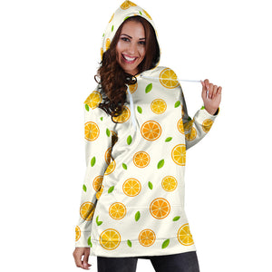 Oranges Leaves Pattern Women'S Hoodie Dress