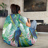 Colorful Parrot Exotic Flower Leaves Bean Bag Cover