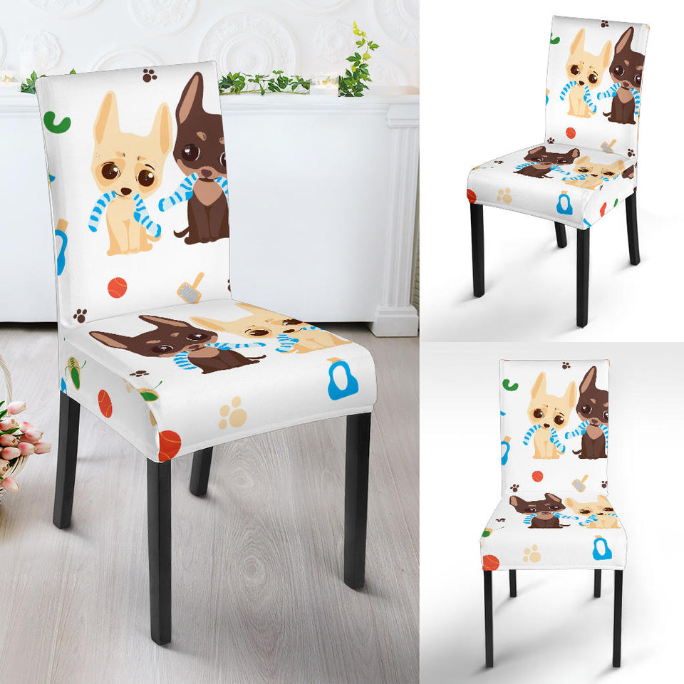 Cute Chihuahua Dog Pattern Dining Chair Slipcover