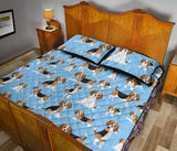 Beagle dog blue background pattern Quilt Bed Set