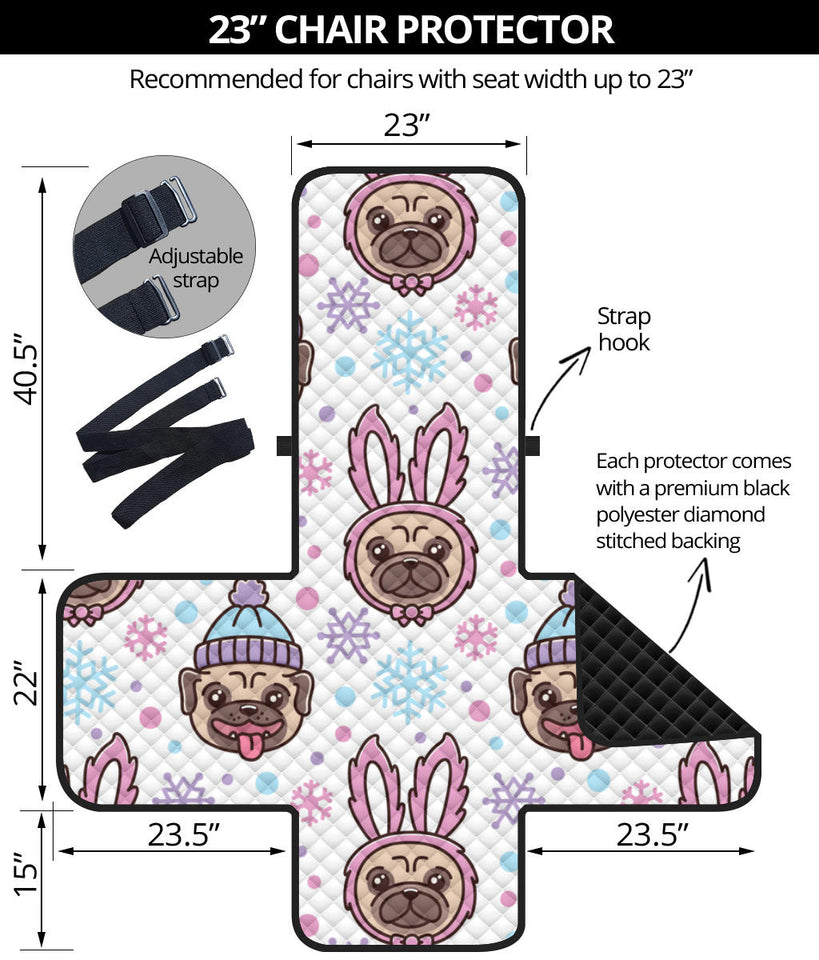 Cute pug hat rabbit costume pattern Chair Cover Protector