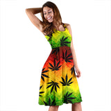 Canabis Marijuana Weed Pattern Print Design 03 Sleeveless Midi Dress