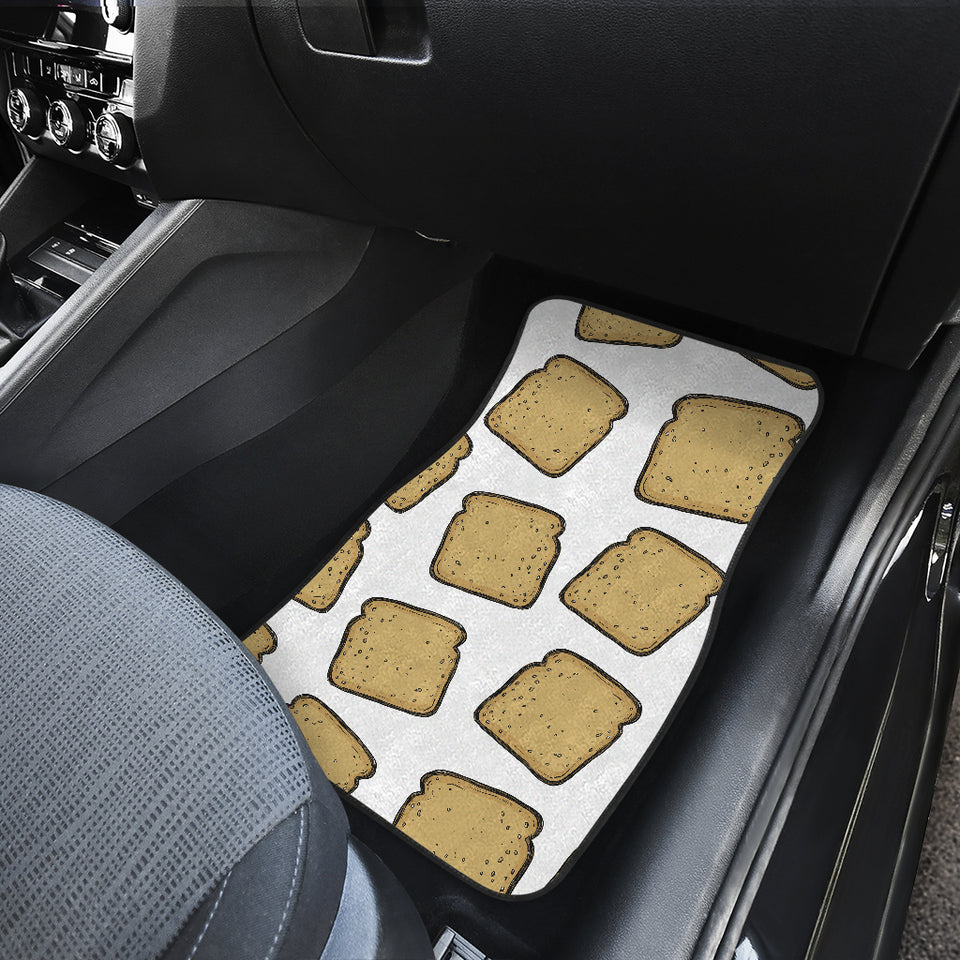Bread Toast Pattern Print Design 03 Front and Back Car Mats