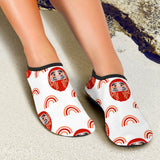 Daruma Japanese Wooden Doll Design Pattern Aqua Shoes