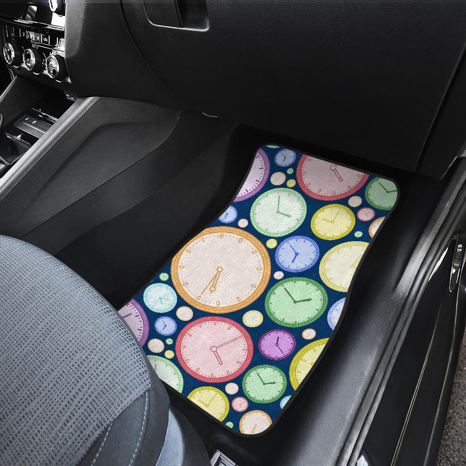 Colorful Clock Background Front And Back Car Mats