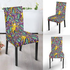 Cute Yellow Monkey Leaves Pattern Dining Chair Slipcover