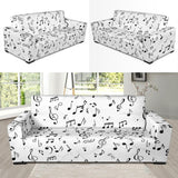 Music Notes Pattern Print Design 04 Sofa Slipcover