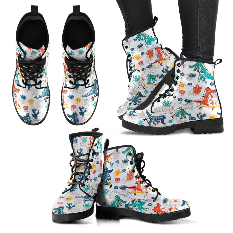 Cute Crocodile Pattern Leather Boots