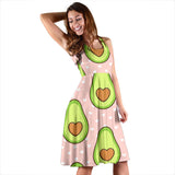 Avocado Heart Pink Background Sleeveless Midi Dress