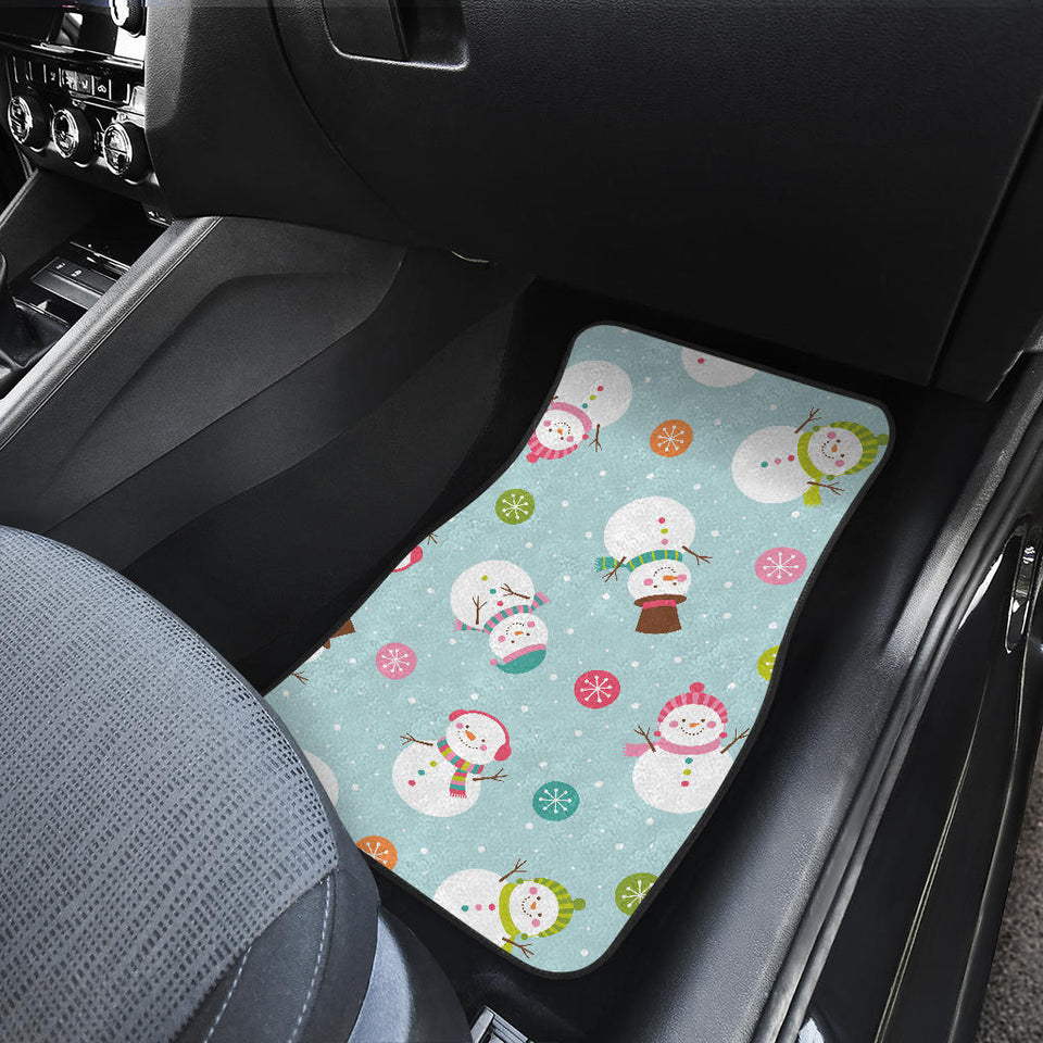 Cute Snowman Snowflake Pattern Front And Back Car Mats
