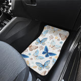Blue Butterfly Pattern Front And Back Car Mats