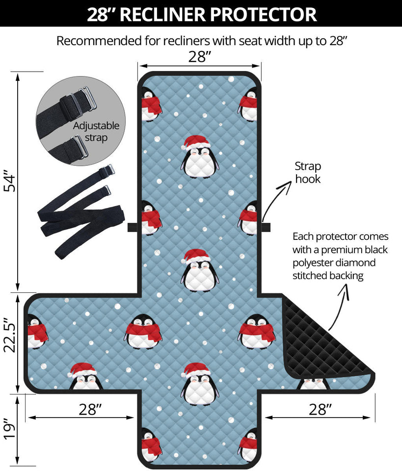 Cute penguin christmas snow pattern Recliner Cover Protector