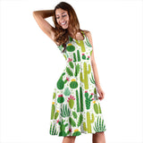 Cactus Pattern Sleeveless Midi Dress
