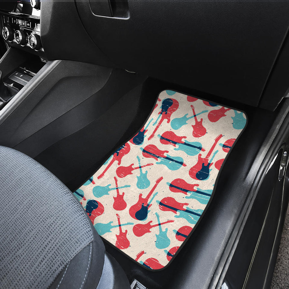 Red Blue Guitar Pattern Front And Back Car Mats
