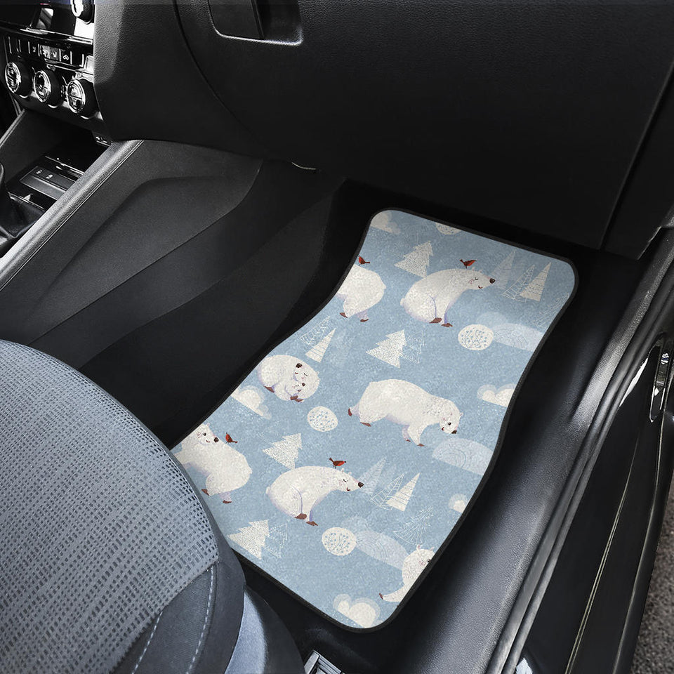 Cute Polar Bears Christmas Decoration Pattern Front And Back Car Mats