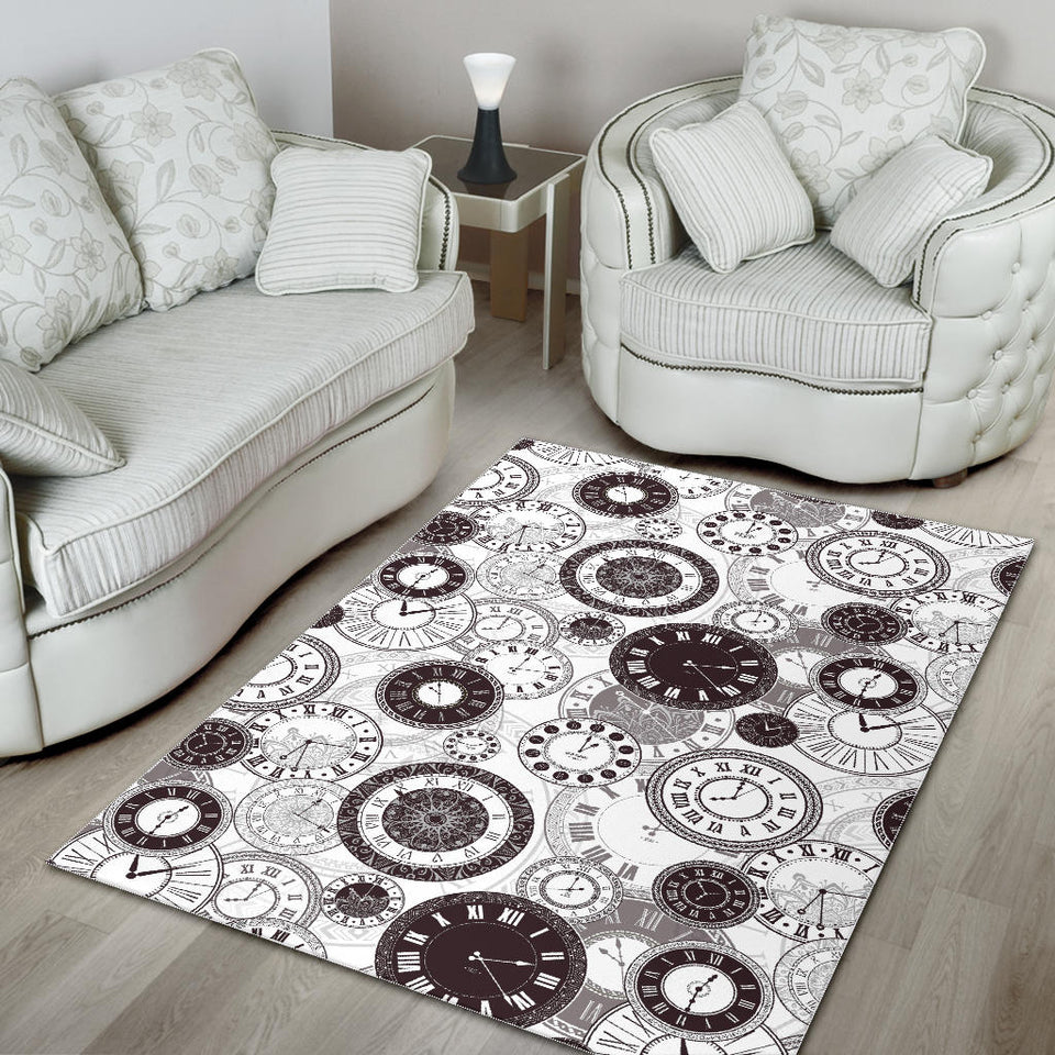 Classic Vintage Clock Pattern Area Rug