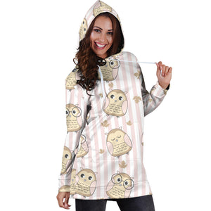 Cute Owl Leaf Women'S Hoodie Dress