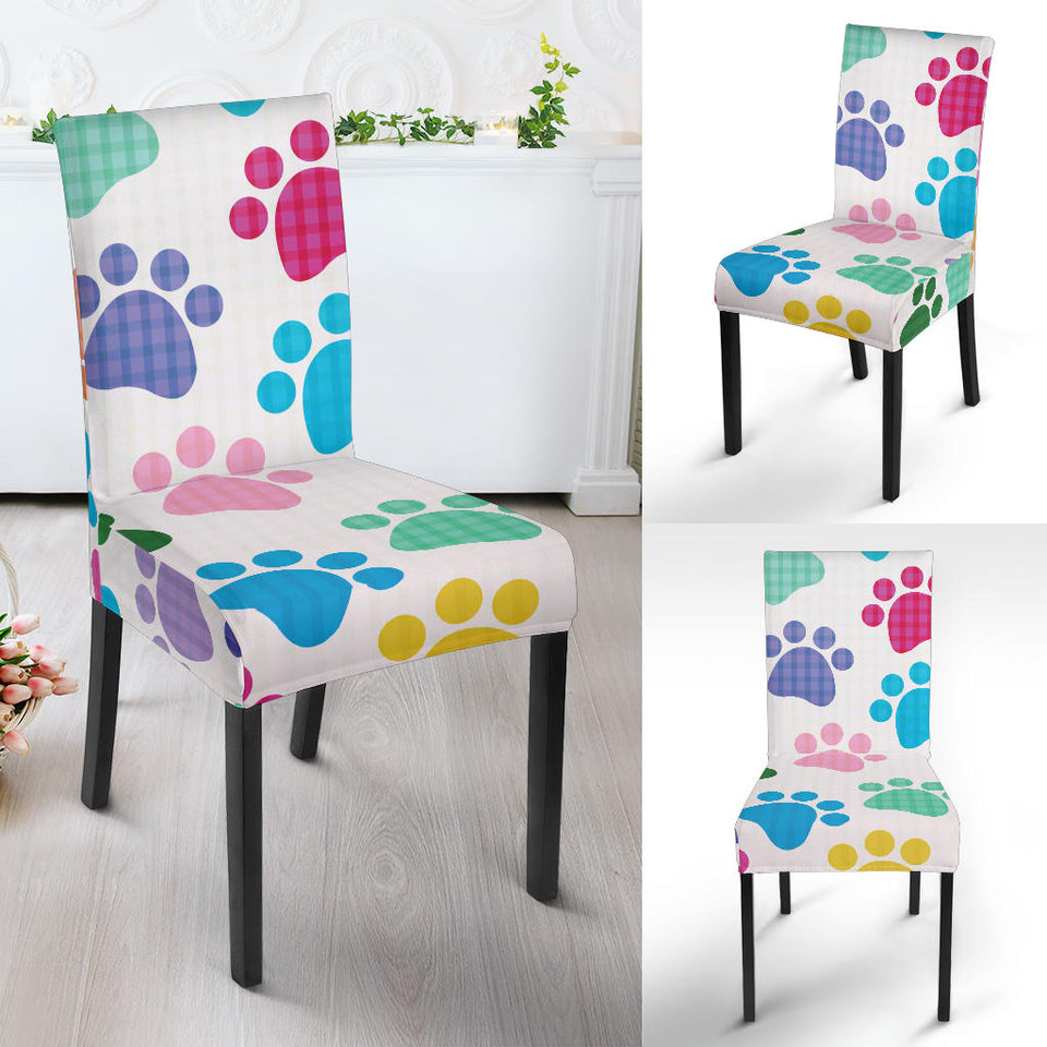 Dog Paws Pattern Print Design 01 Dining Chair Slipcover