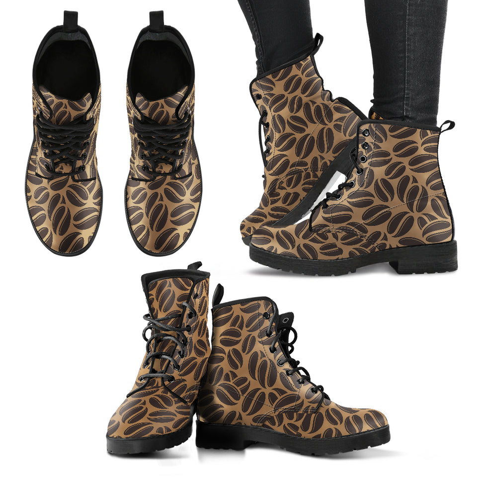 Coffee Bean On Brown Background Leather Boots