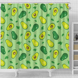 Avocado Pattern Green Background Shower Curtain Fulfilled In US