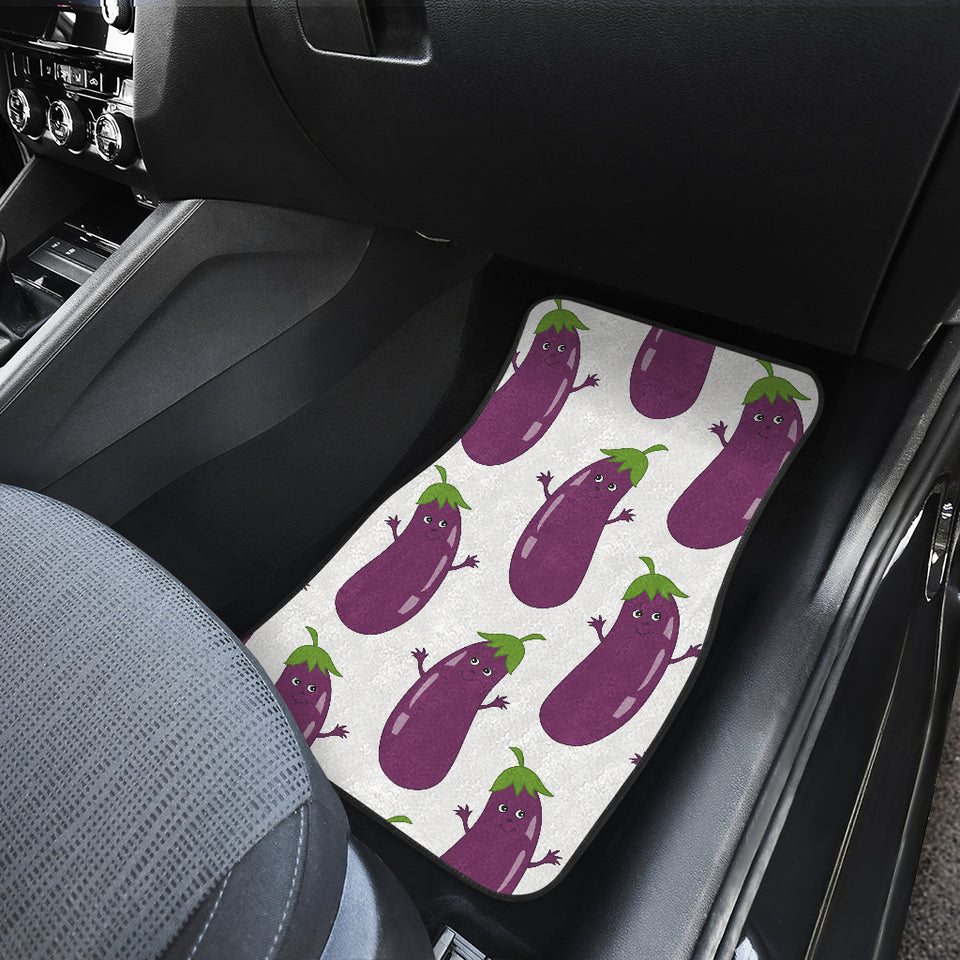 Eggplant Pattern Print Design 01 Front and Back Car Mats