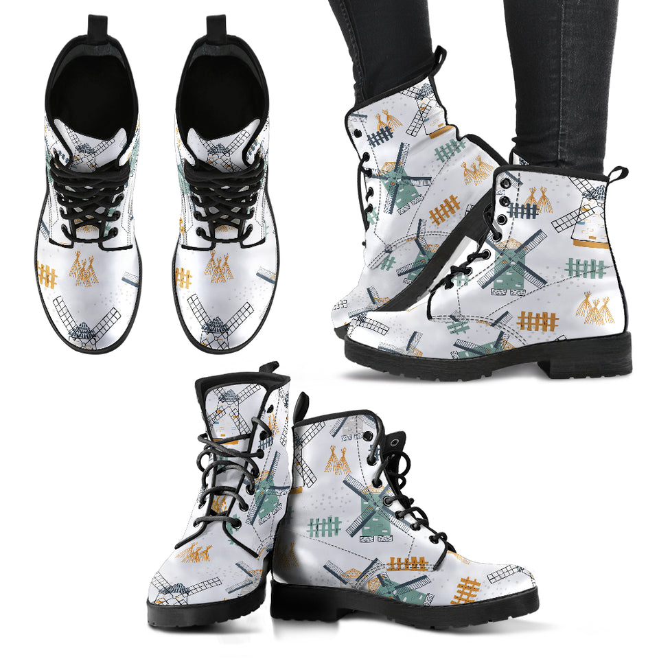 Windmill Pattern Leather Boots