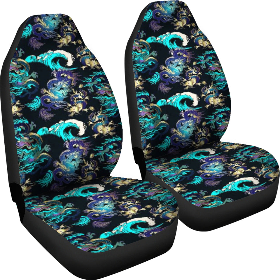 Dragon Sea Wave Pattern Universal Fit Car Seat Covers