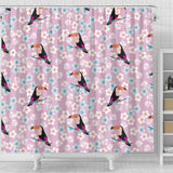 Beautiful Toucan Flower Leaves Shower Curtain Fulfilled In US