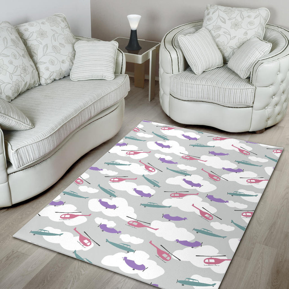 Helicopter Plane Pattern Area Rug