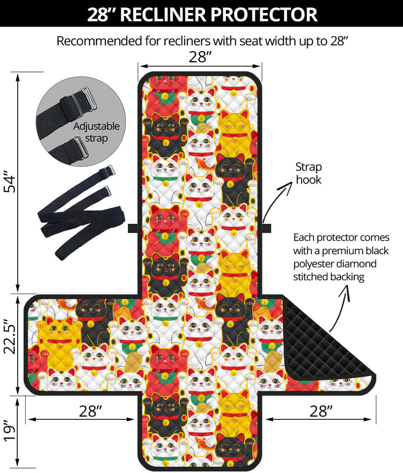 Colorful Maneki Neko Lucky Cat pattern Recliner Cover Protector