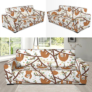 Sloths Hanging On The Tree Pattern Sofa Slipcover