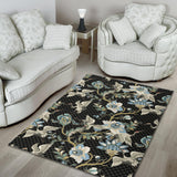 Japanese Crane Ornament Elements Area Rug