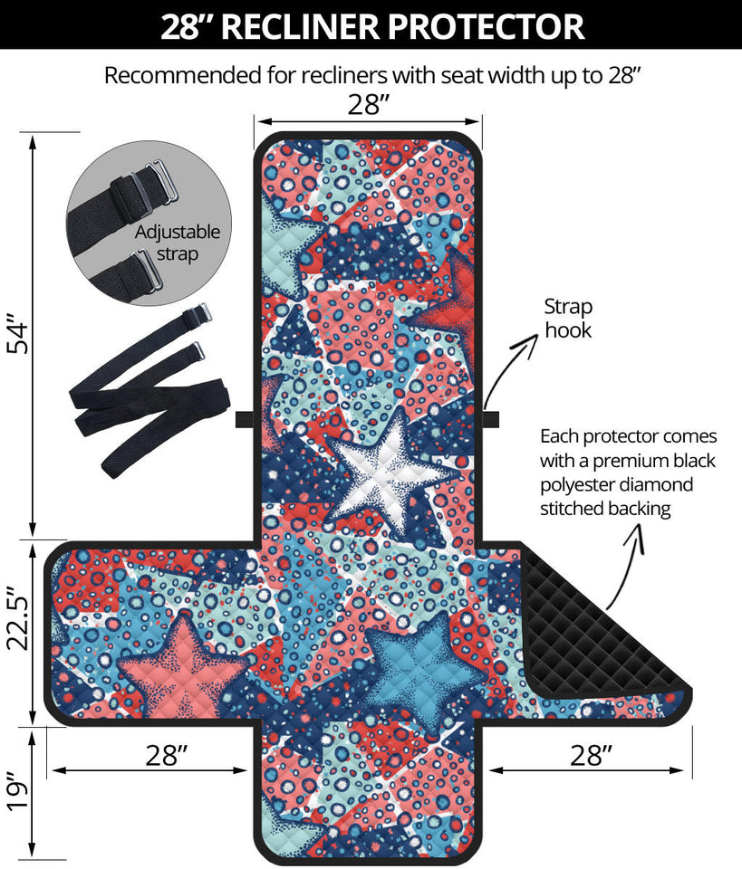 Hand drawn colorful starfish Recliner Cover Protector