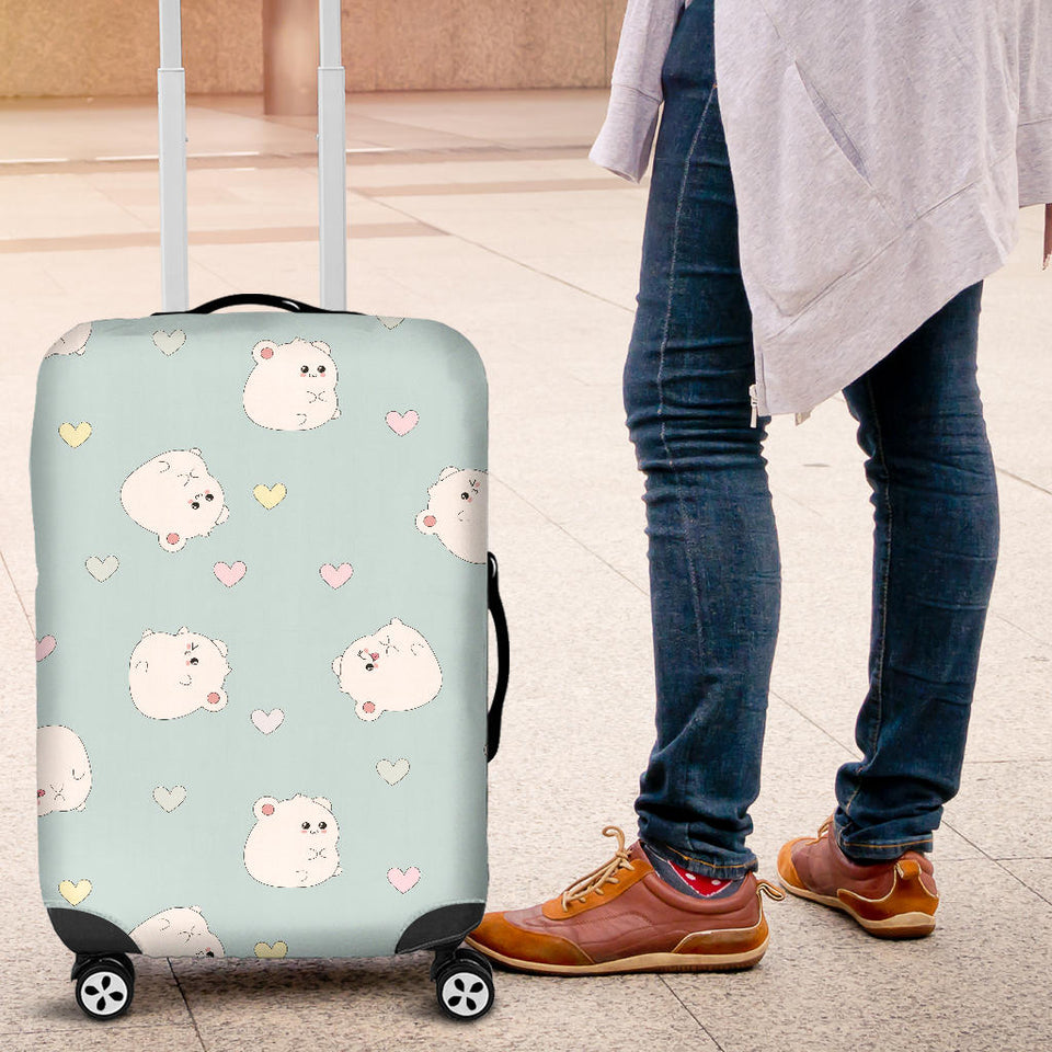 White Cute Hamsters Heart Pattern Luggage Covers