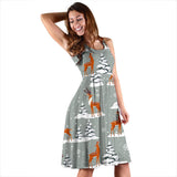 Beautiful Deers Winter Christmas Sleeveless Midi Dress
