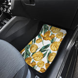 Yellow Tulips Pattern Front And Back Car Mats