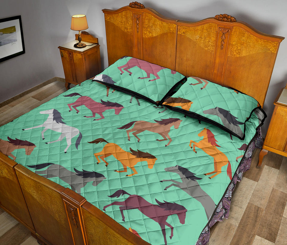 Colorful horses pattern Quilt Bed Set