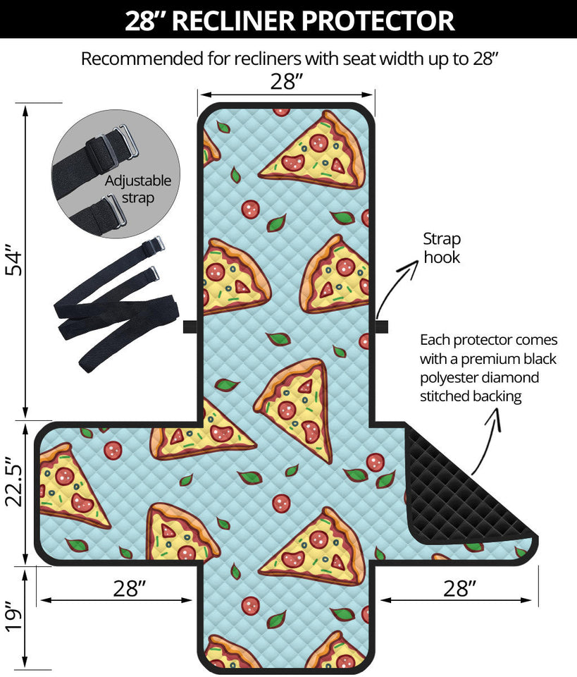 Hand drawn pizza blue background Recliner Cover Protector