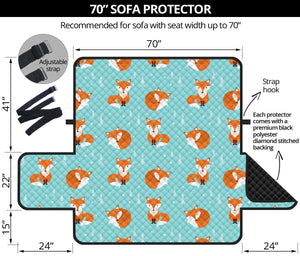 Fox pattern blue b ackground Sofa Cover Protector