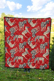 Zebra Abstract Red Background Premium Quilt