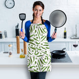 Hand Drawn Sketch Style Green Chili Peppers Pattern Adjustable Apron