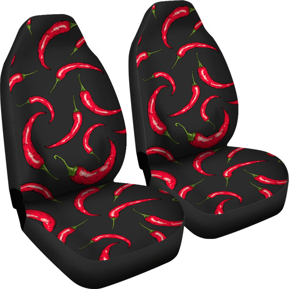 Chili Peppers Pattern Black Background  Universal Fit Car Seat Covers