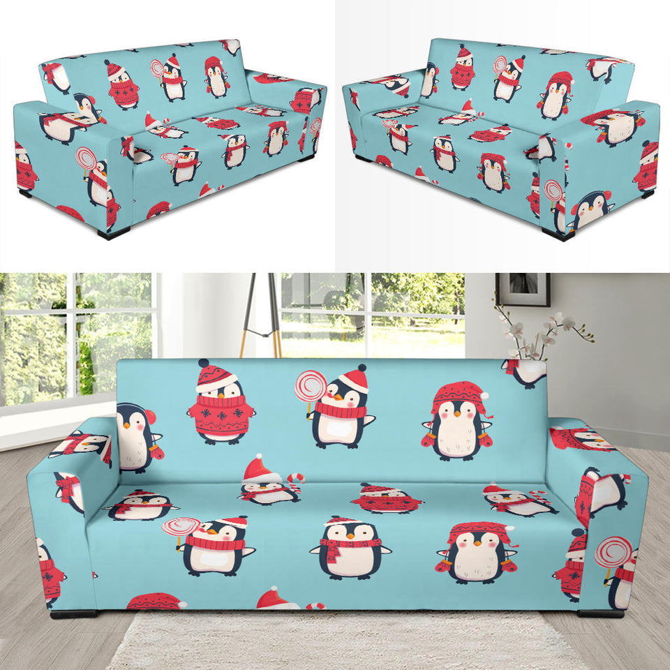 Cute Penguin Christmas  Design Pattern Sofa Slipcover